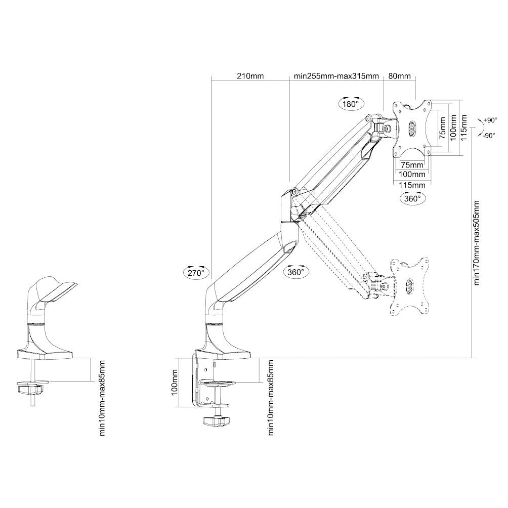 NM-D750WHITE monitorarm